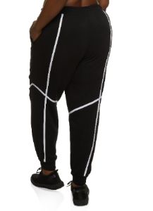 Plus Size Contrast Piping Joggers sold by Rainbow
