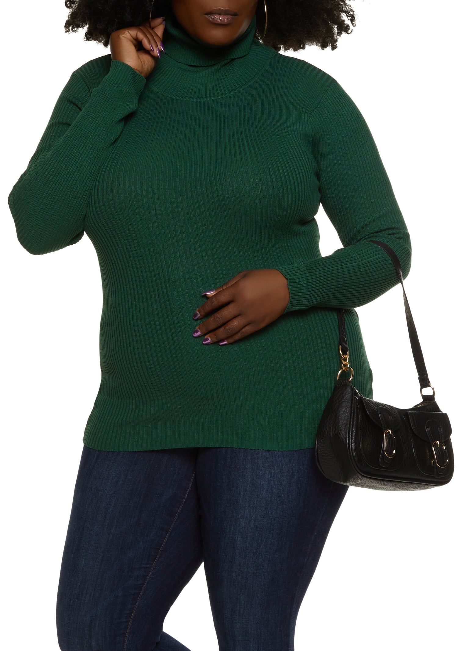 Plus Size Basic Ribbed Turtleneck Top sold by Rainbow