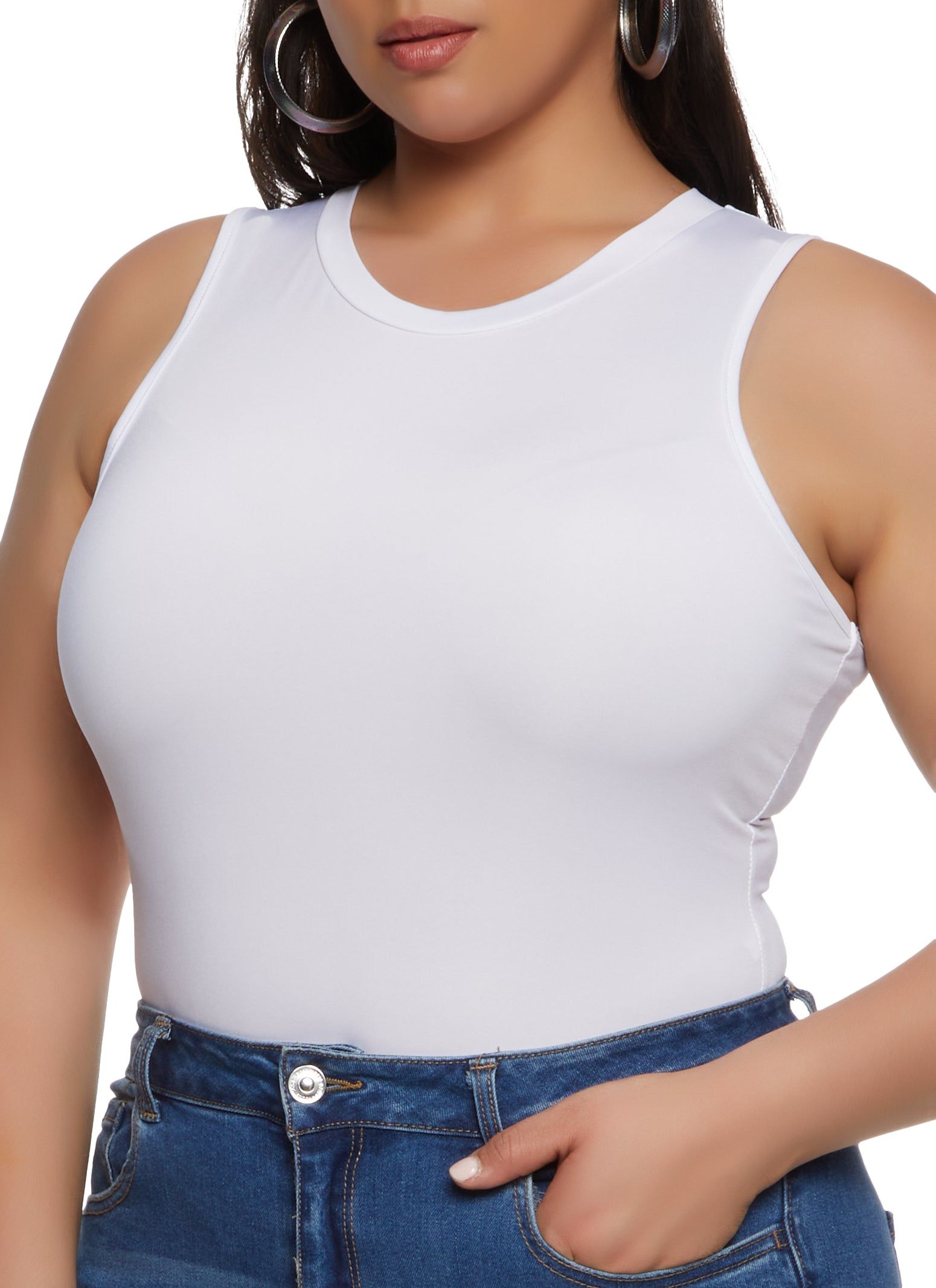 Plus Size Crew Neck Tank Bodysuit sold by Rainbow product image thumbnail 2