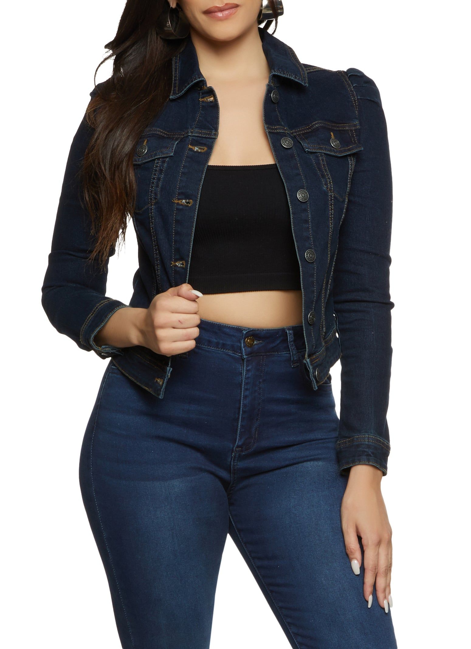 Puff Sleeve Denim Jacket sold by Rainbow