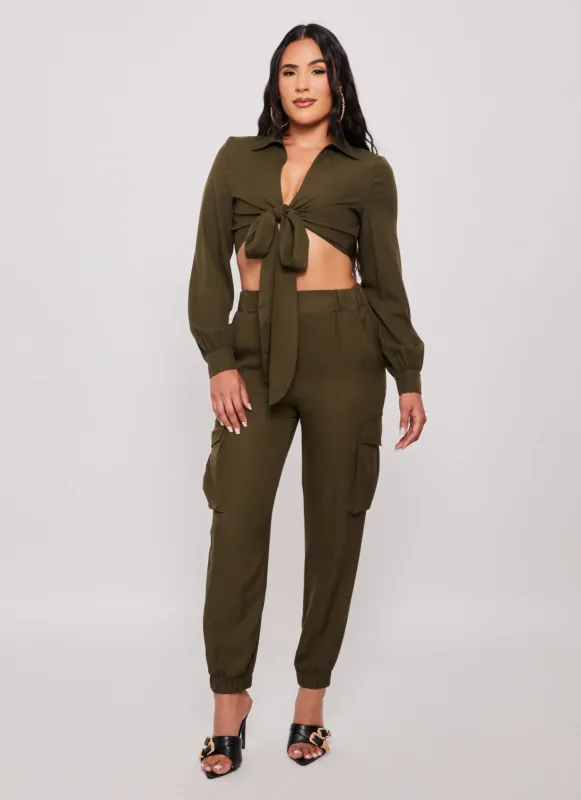 Pull On Cargo High Waist Joggers sold by Rainbow