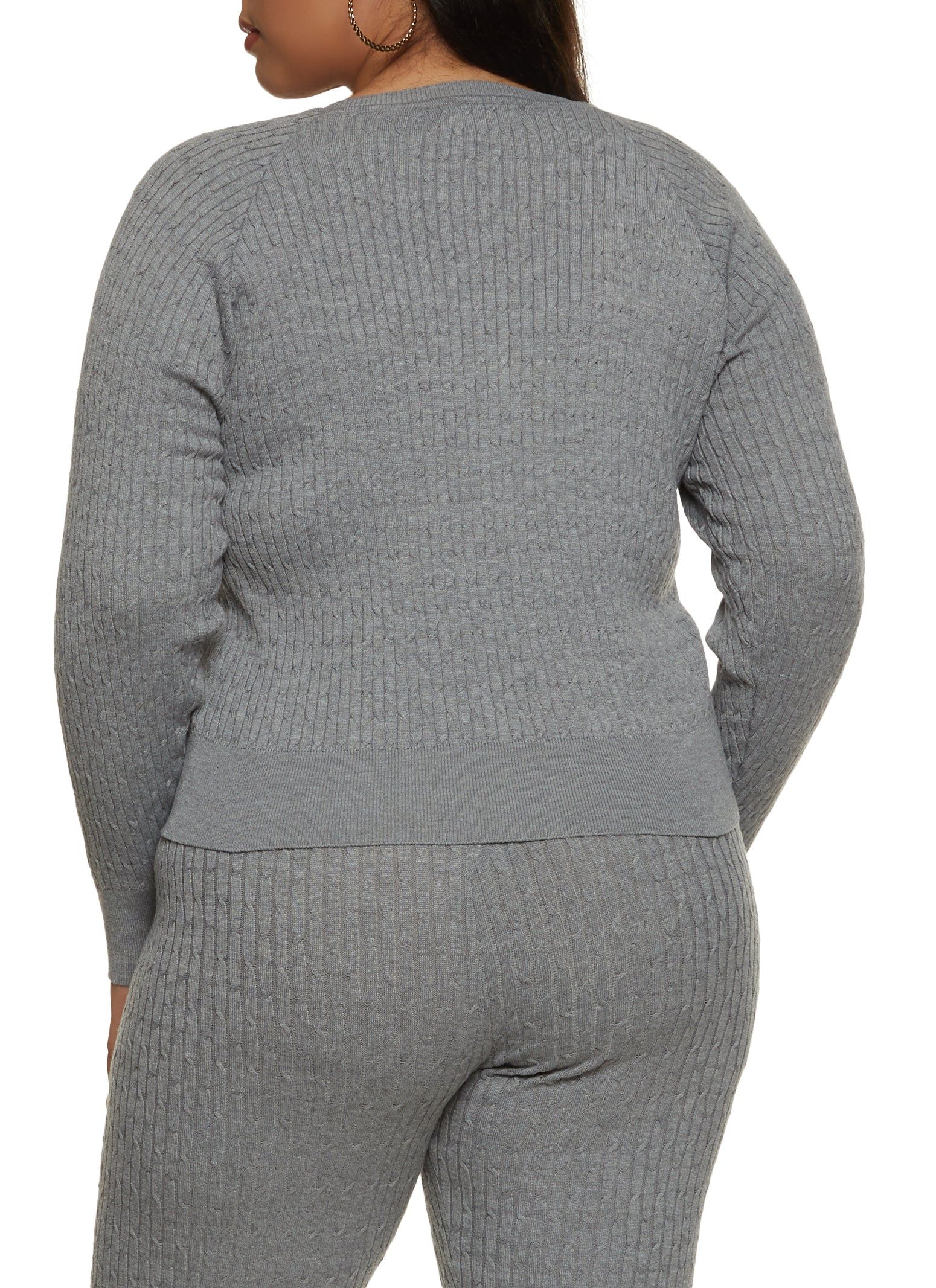 Plus Size Crew Neck Cable Knit Pullover Sweater sold by Rainbow product image thumbnail 3