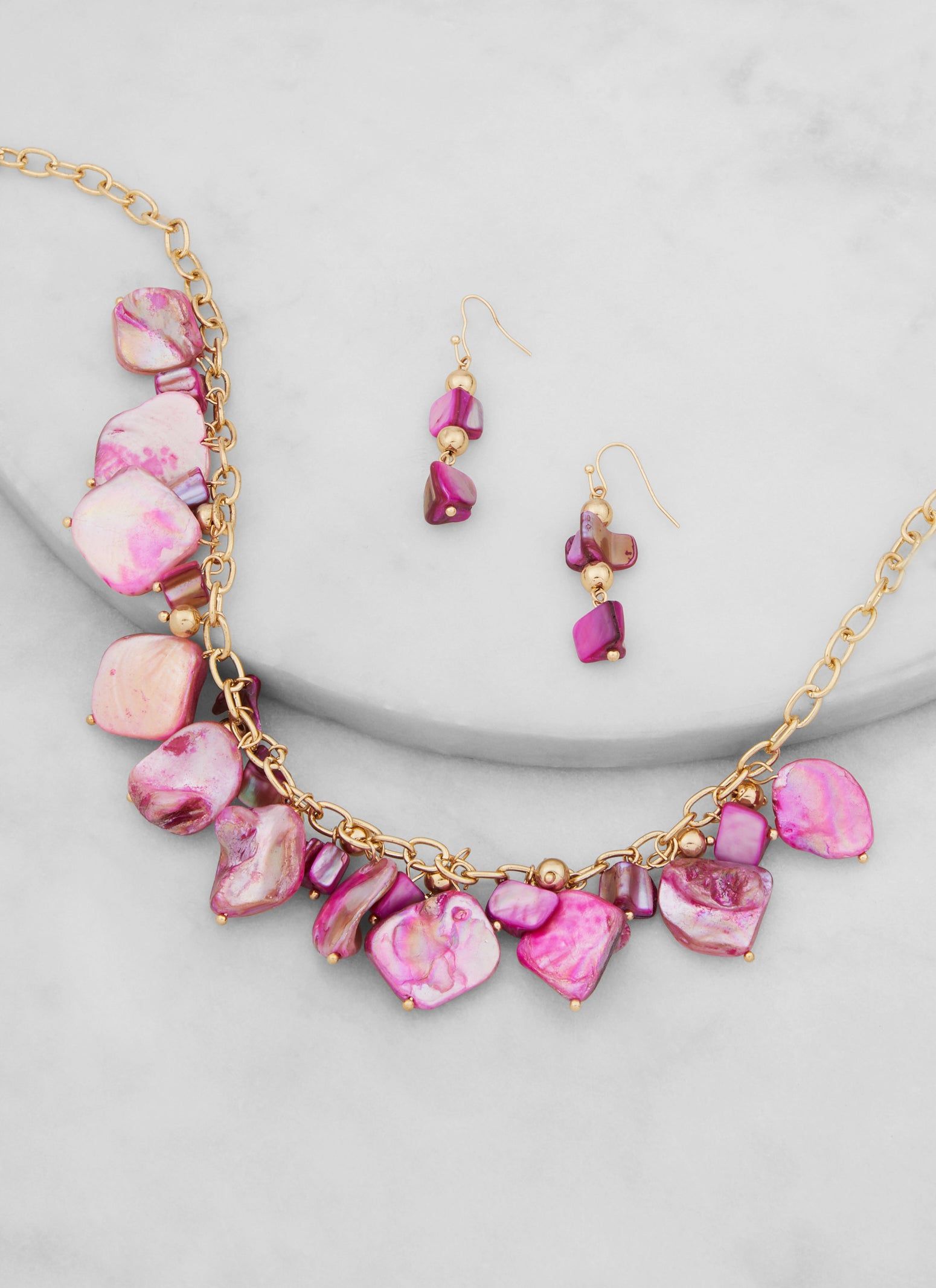 Iridescent Shell Beaded Necklace and Drop Earrings sold by Rainbow product image thumbnail 2