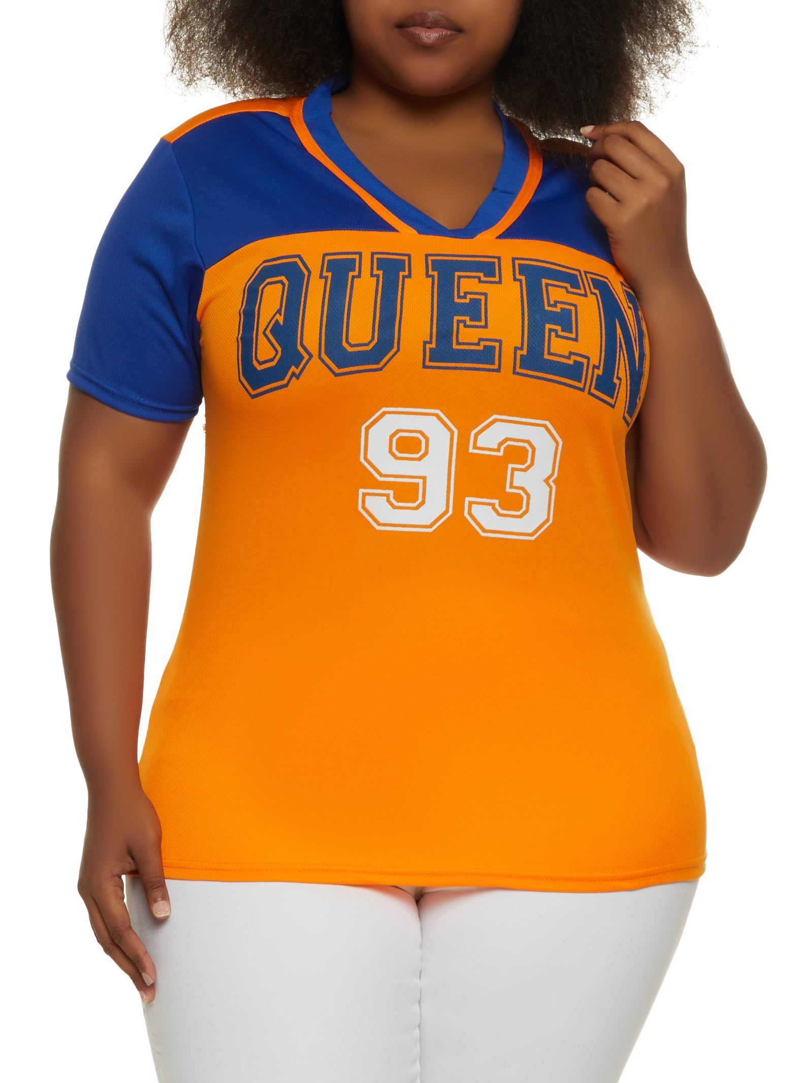 Plus Size Queen 93 V Neck Graphic Tee sold by Rainbow