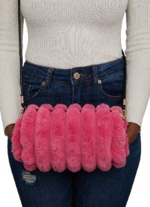 Faux Fur Zip Quilted Crossbody Bag sold by Rainbow
