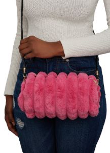 Faux Fur Zip Quilted Crossbody Bag sold by Rainbow