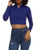 Half Zip Mock Neck Long Sleeve Crop Top sold by Rainbow
