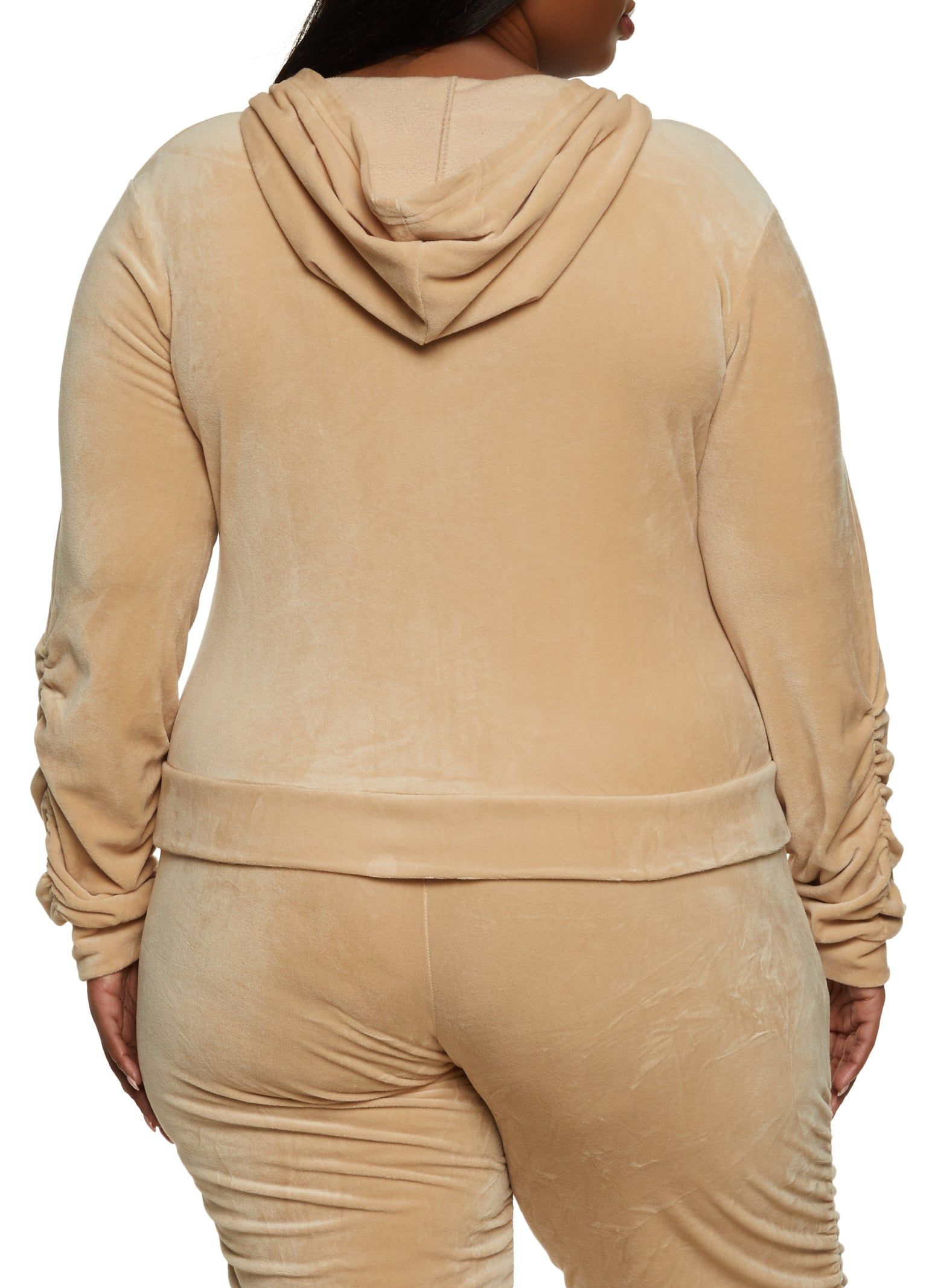 Plus Size Ruched Zip Front Hooded Sweatshirt sold by Rainbow product image thumbnail 3