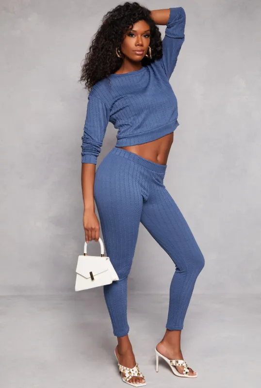 High Waisted Ribbed Knit Leggings sold by Rainbow