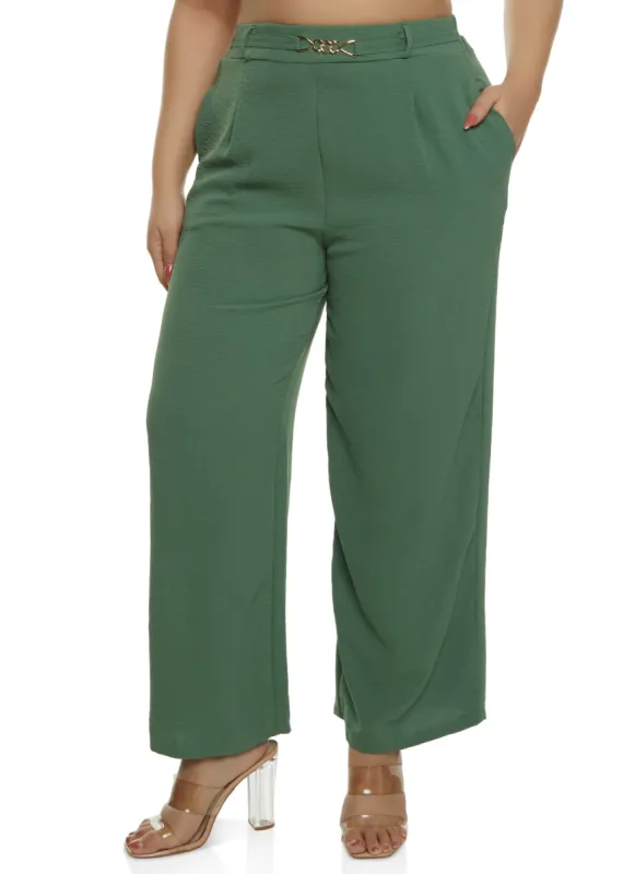 Plus Size Airy Chain Detail Wide Leg Pants sold by Rainbow
