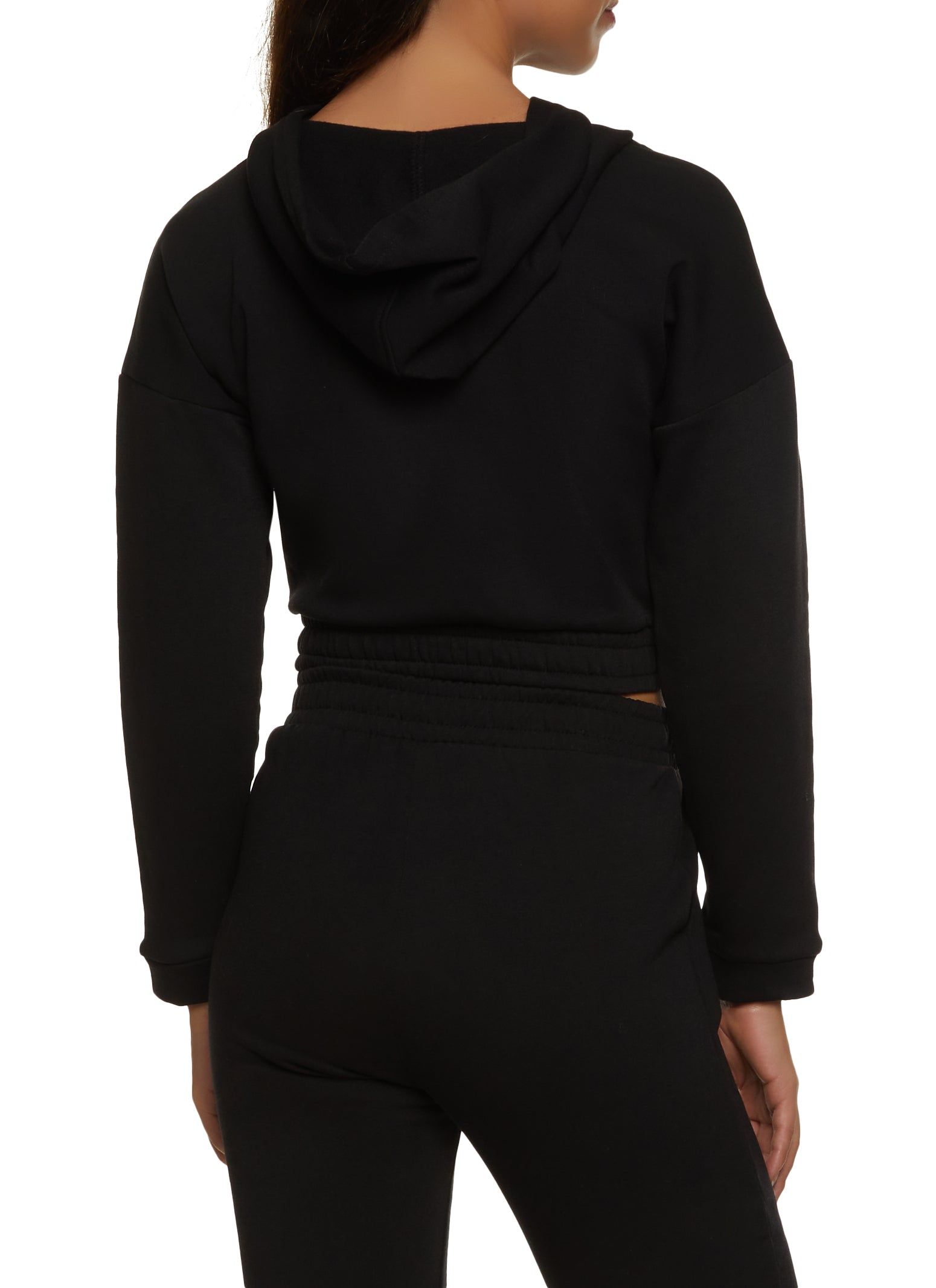 Fleece Faux Drawstring Cropped Sweatshirt sold by Rainbow product image thumbnail 3