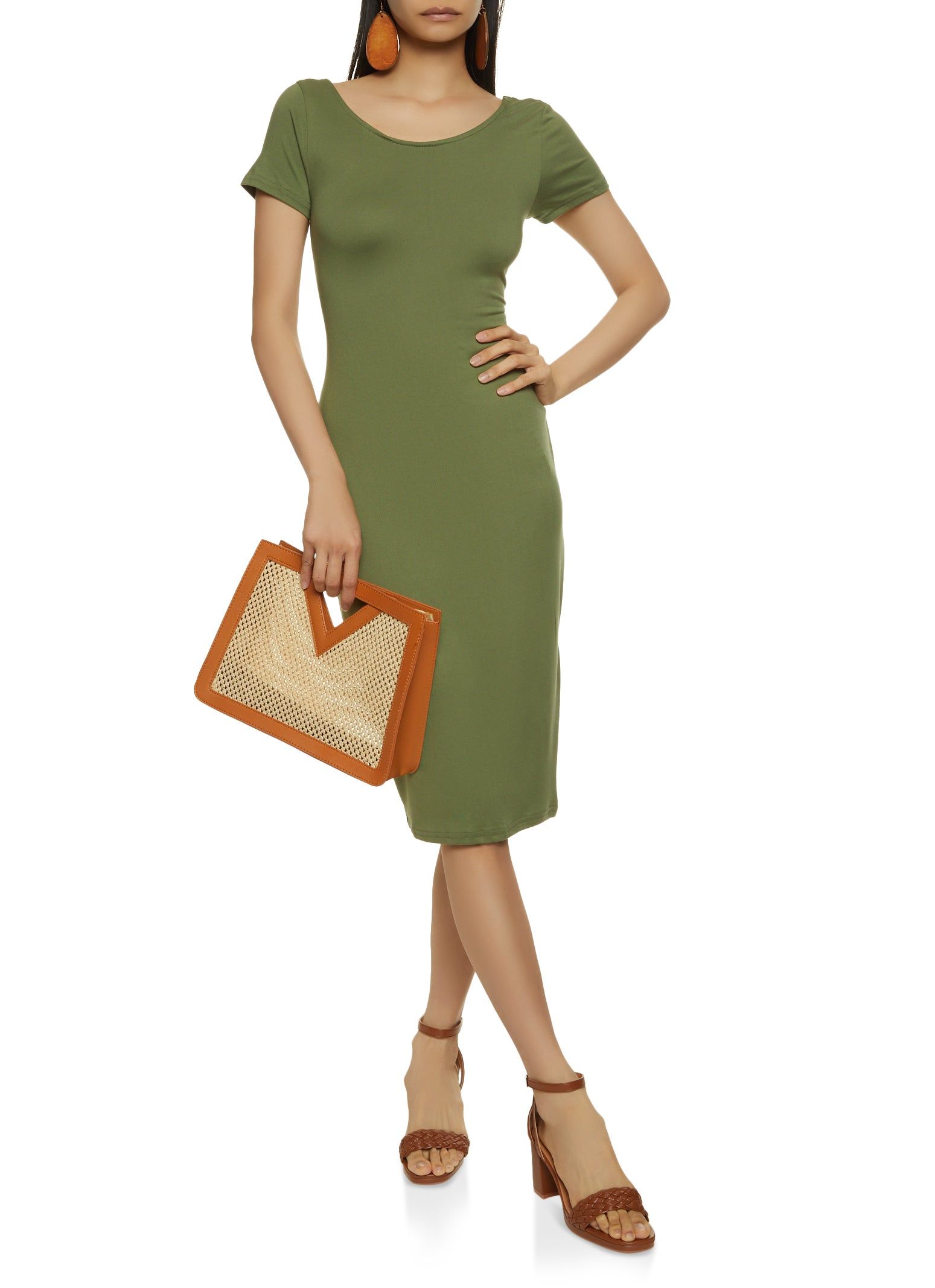 Solid Midi T Shirt Dress sold by Rainbow product image thumbnail 2