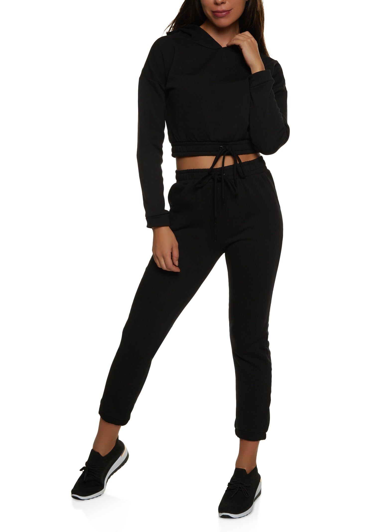 Fleece Faux Drawstring Cropped Sweatshirt sold by Rainbow product image thumbnail 2