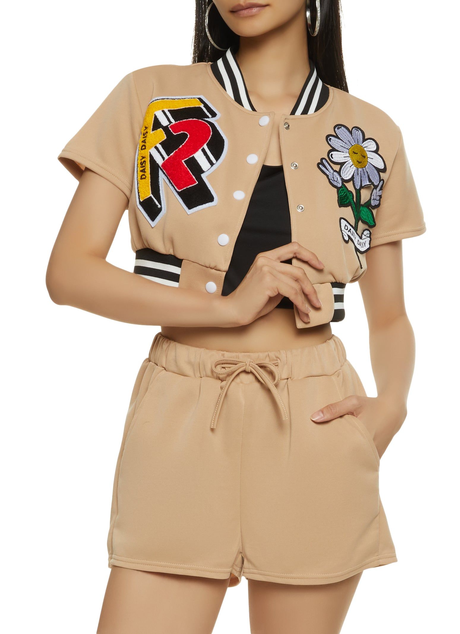 Daisy Patch Cropped Varsity Jacket sold by Rainbow product image thumbnail 2