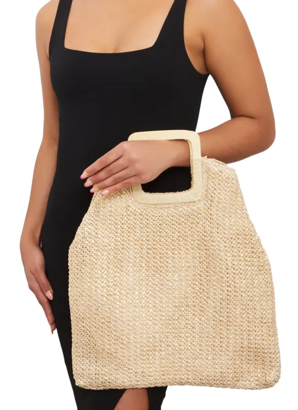 Square Handle Lurex Straw Tote Bag sold by Rainbow