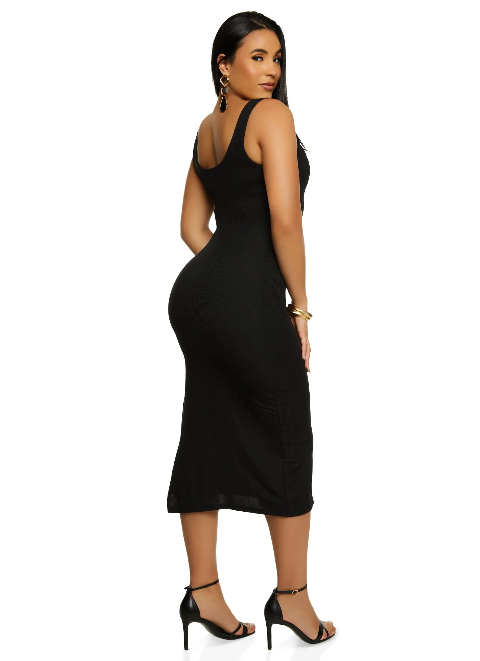 Double Layer Rib Knit High Slit Tank Dress sold by Rainbow product image thumbnail 3