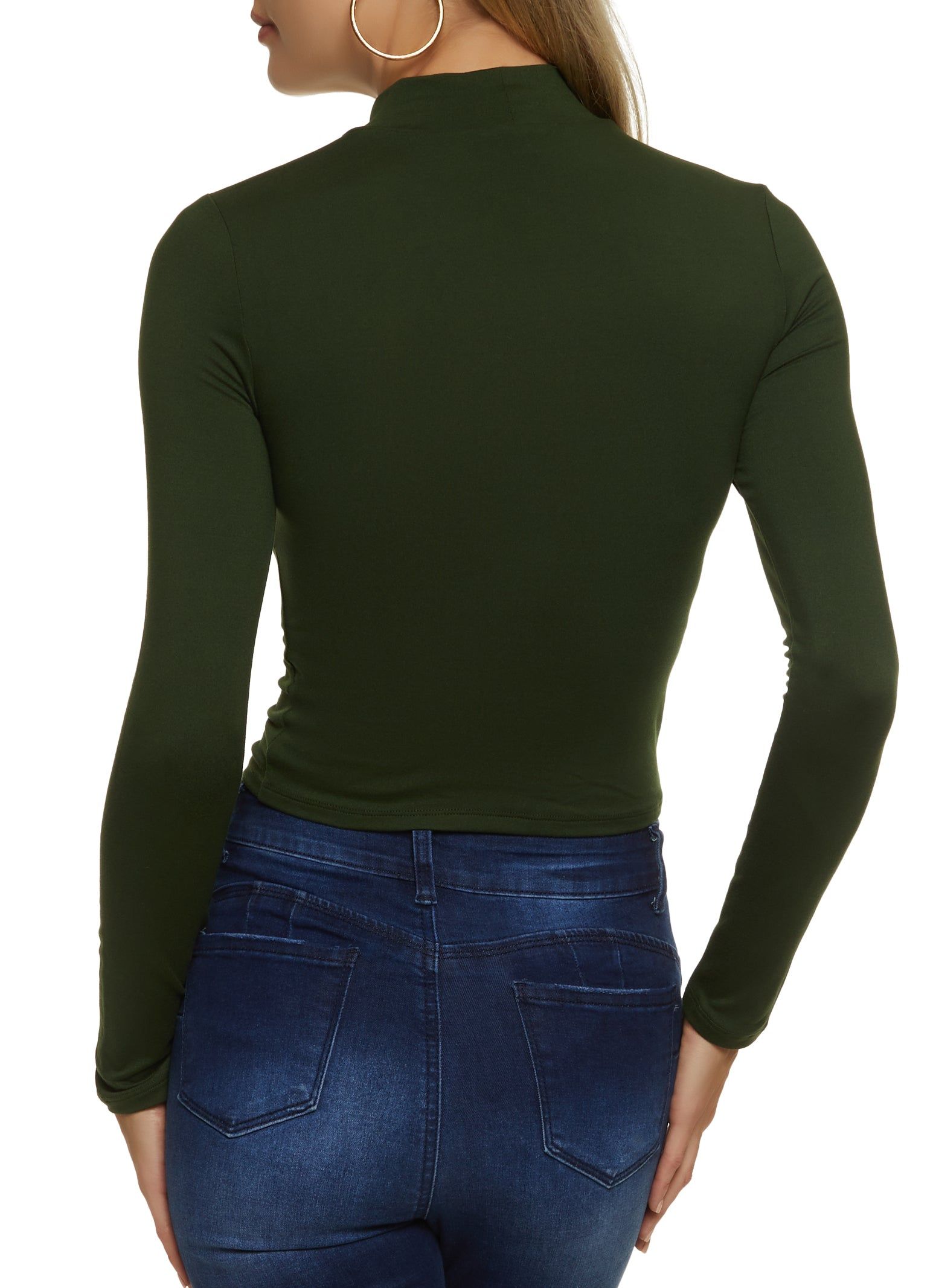 Mock Neck Ruched Long Sleeve Crop Top sold by Rainbow product image thumbnail 2