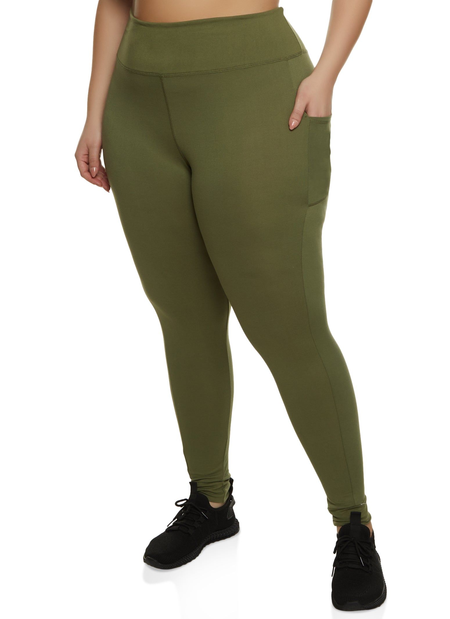 Plus Size High Waist Cell Phone Pocket Leggings sold by Rainbow