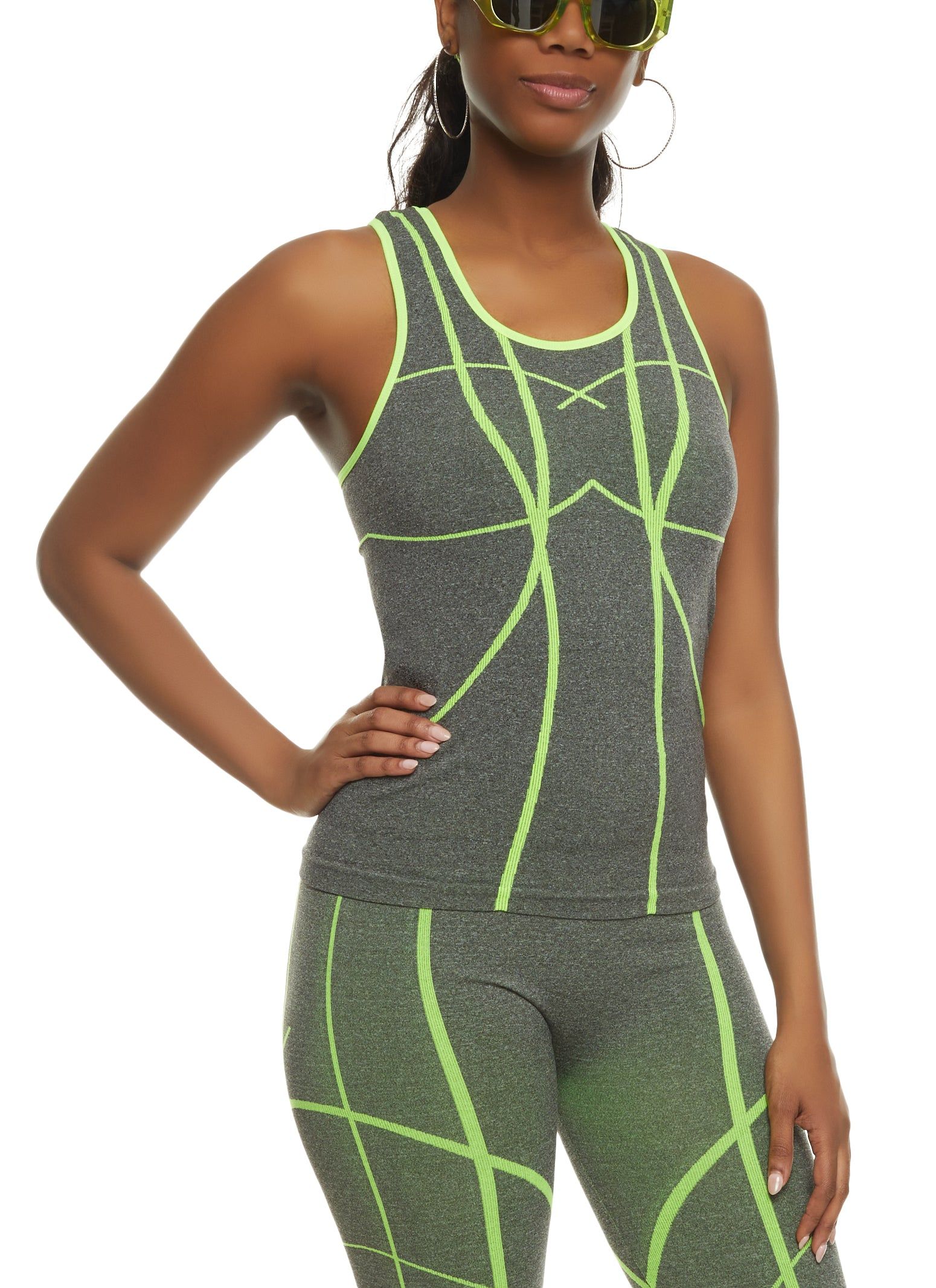 Stripe Detail Seamless Racerback Tank Top sold by Rainbow