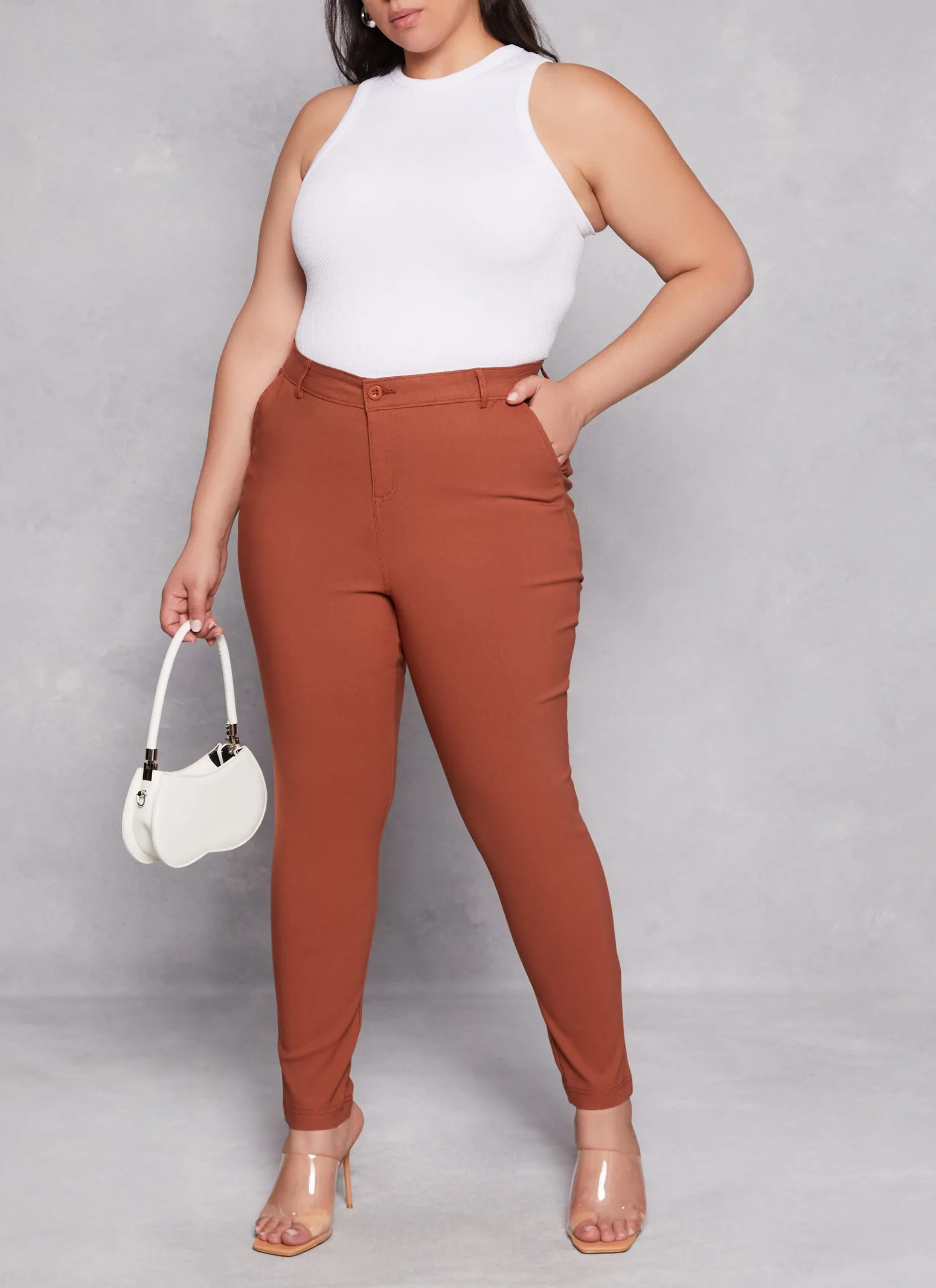 Plus Size Hyperstretch Skinny Leg Dress Pants sold by Rainbow