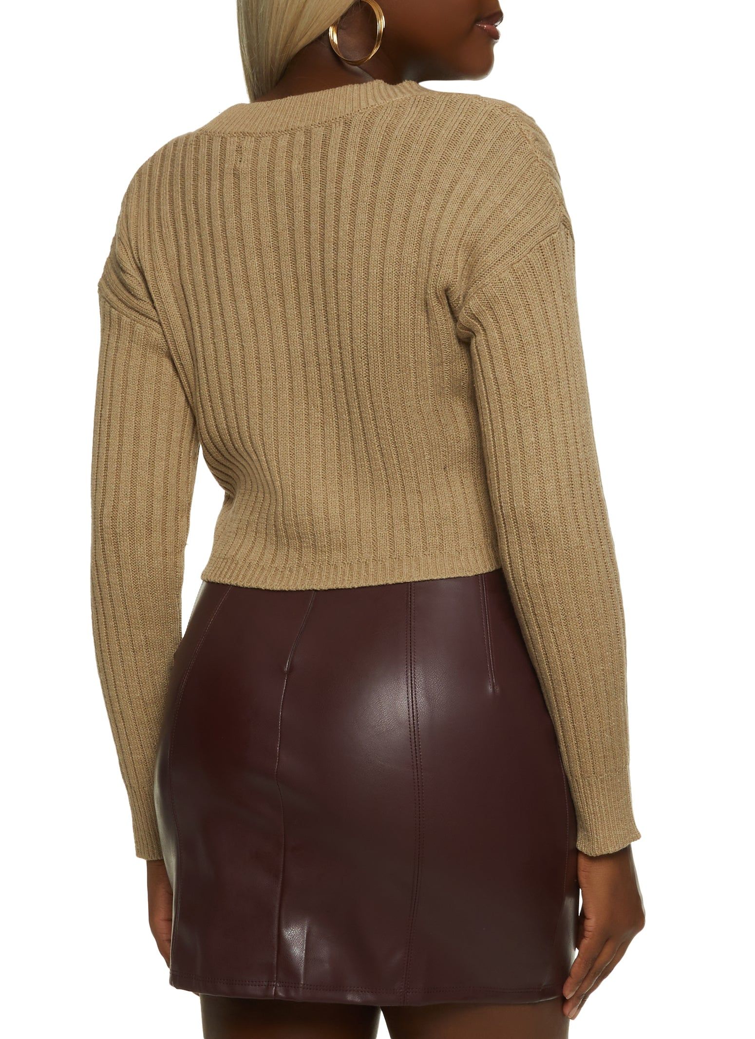 Cable Knit Cropped Cardigan Sweater sold by Rainbow product image thumbnail 2