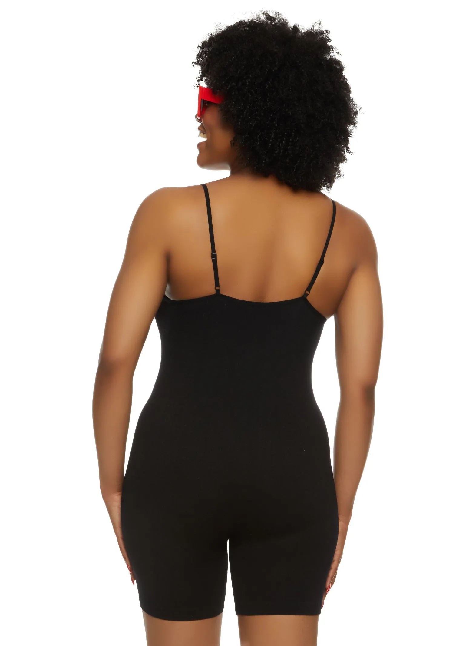 Plus Size Seamless Ribbed Notch Neck Cami Romper sold by Rainbow product image thumbnail 2