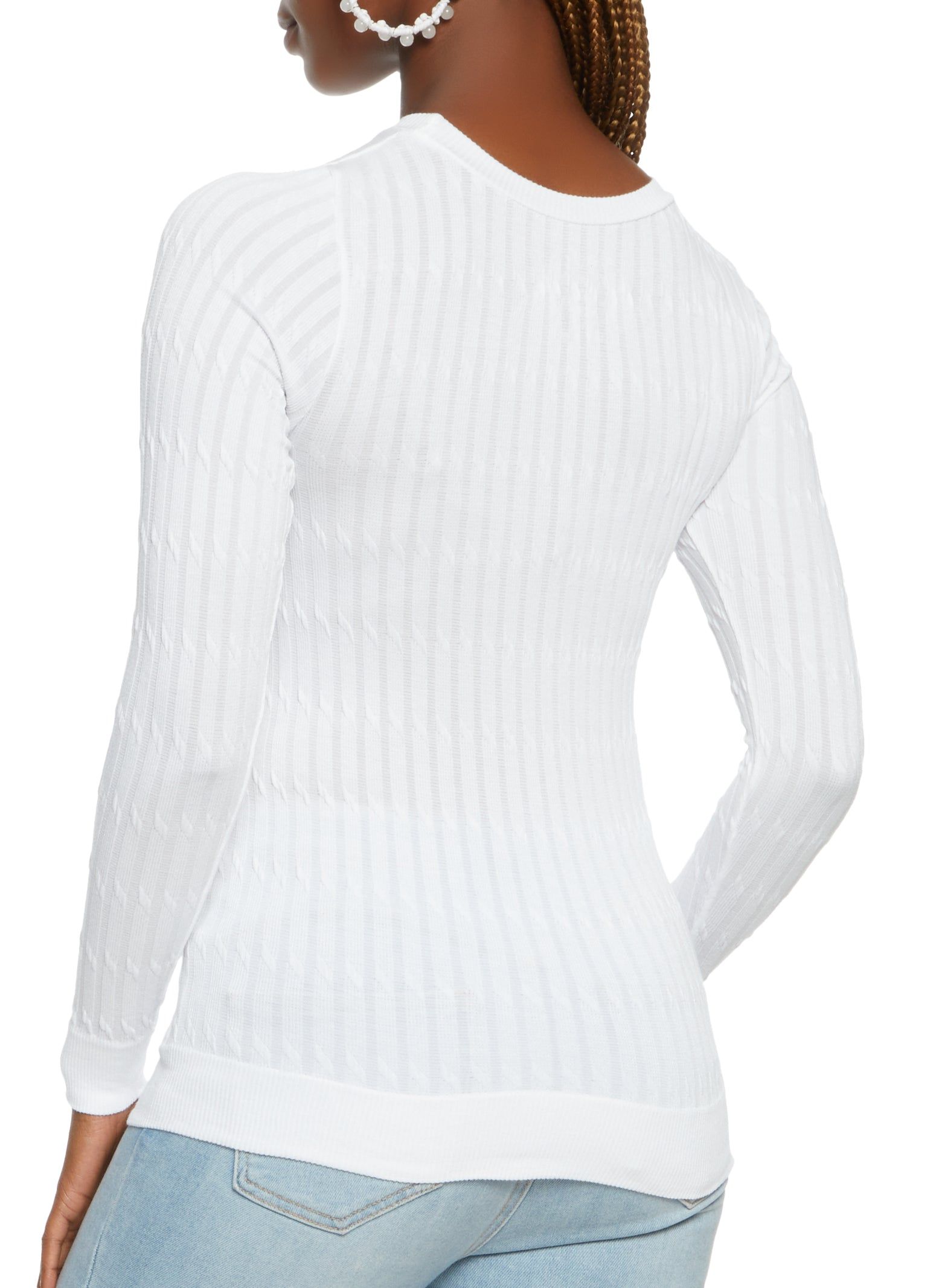 Seamless Cable Knit Long Sleeve Top sold by Rainbow product image thumbnail 2