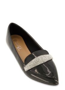 Rhinestone Detail Pointed Toe Flats sold by Rainbow