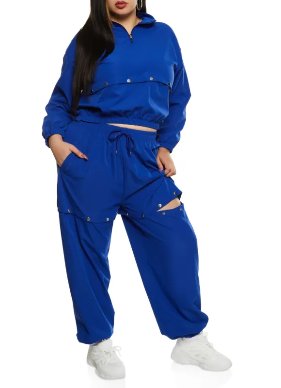 Plus Size Snap Button Tear Away Joggers sold by Rainbow