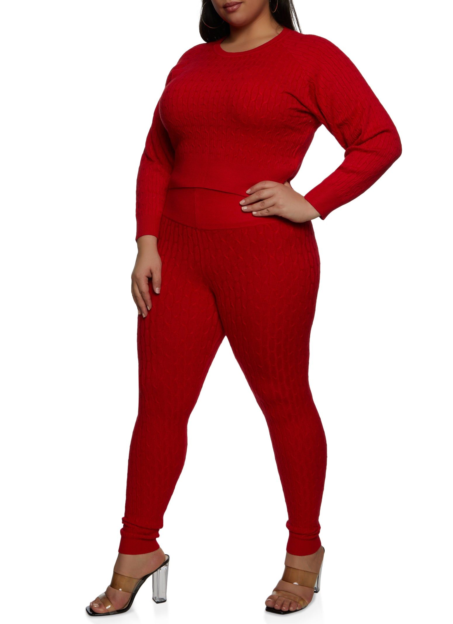 Plus Size Cable Knit Crew Neck Pullover Sweater sold by Rainbow product image thumbnail 2