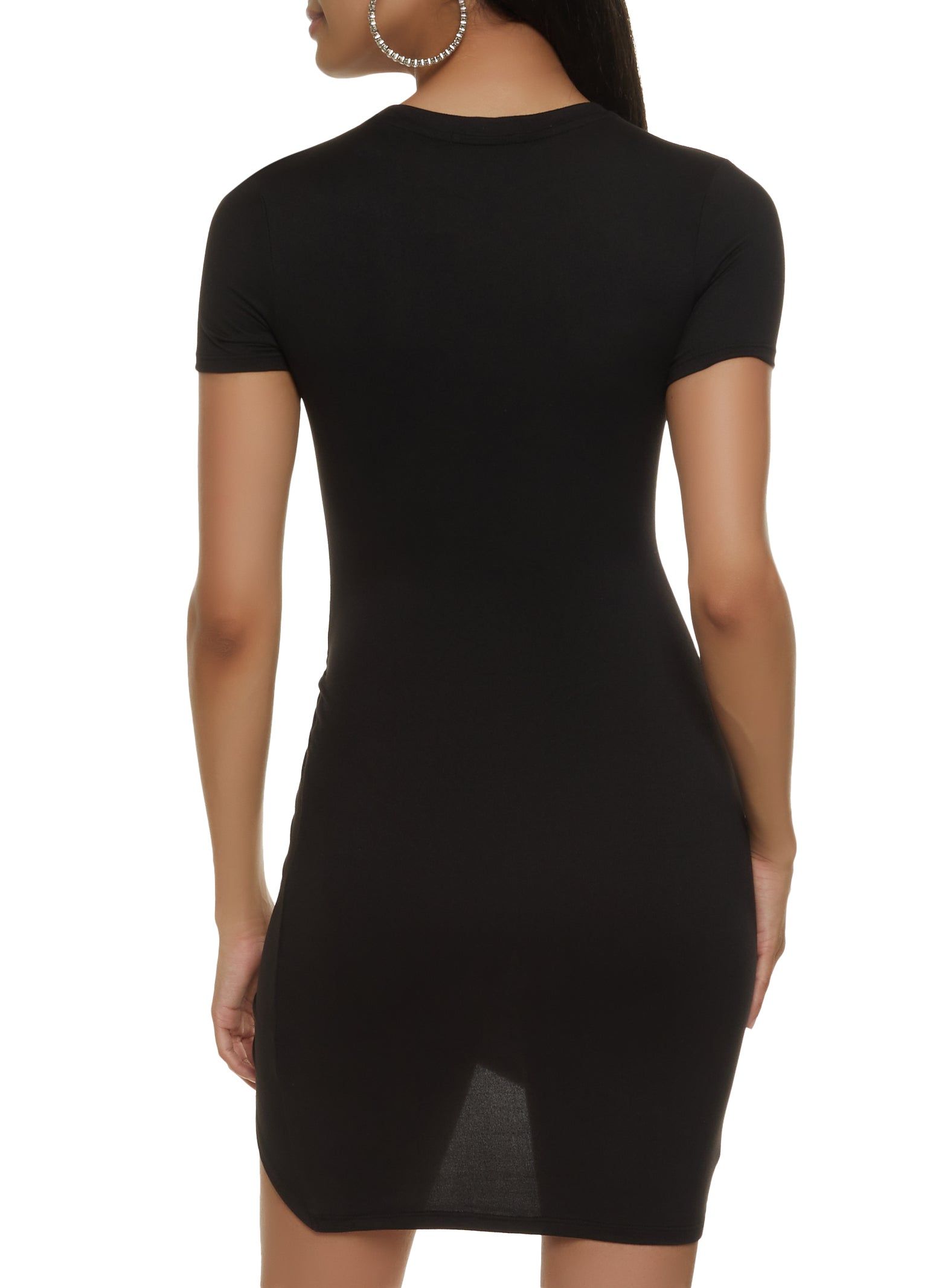 Solid Ruched Drawstring T Shirt Dress sold by Rainbow product image thumbnail 3