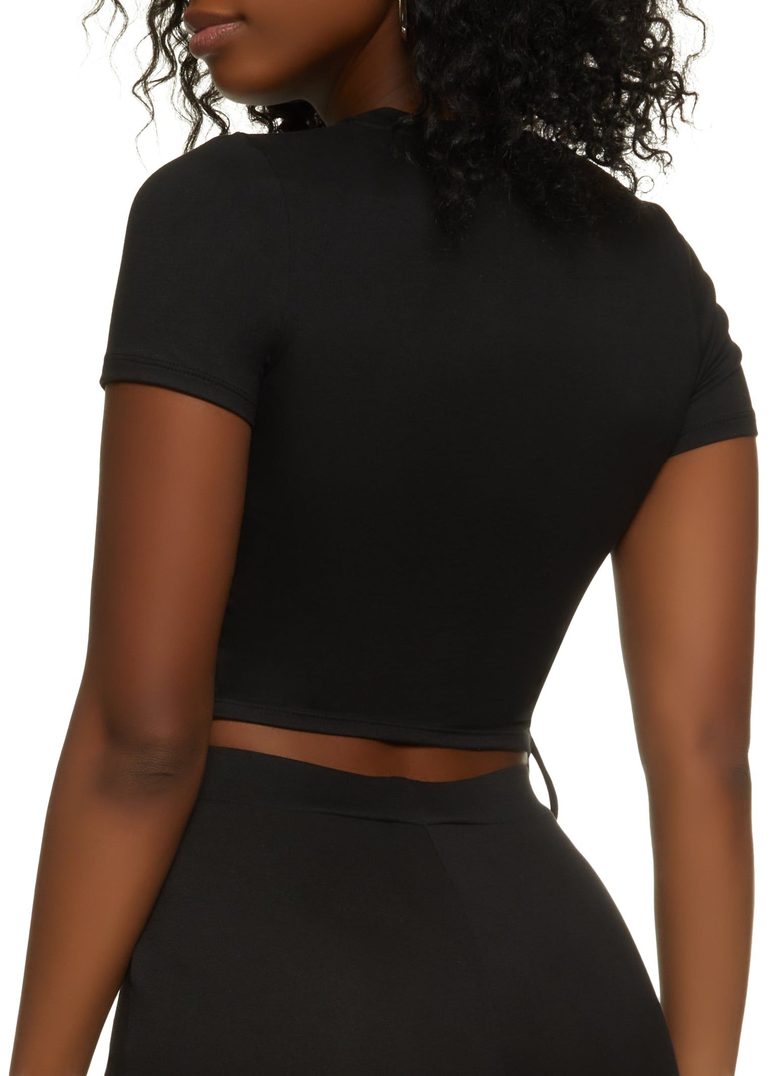 Lace Up Side Cropped Tee sold by Rainbow product image thumbnail 3