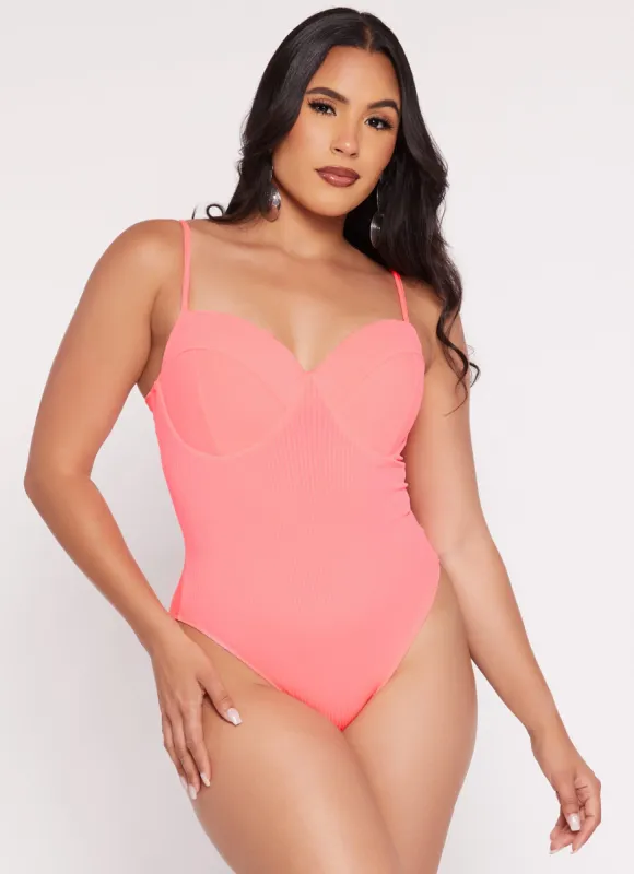 Rib Knit Padded Bustier Bodysuit sold by Rainbow