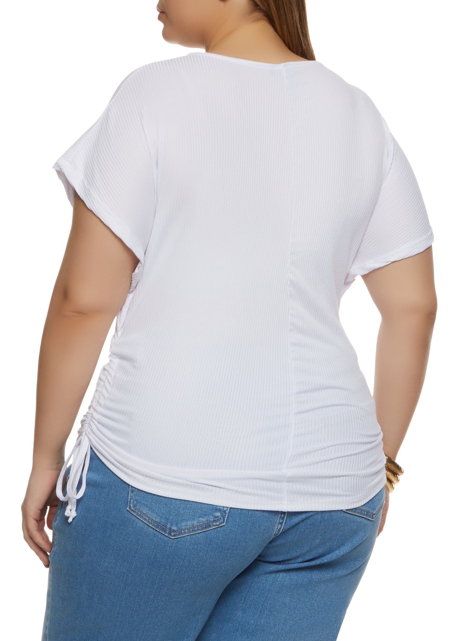 Plus Size Ribbed Knit Ruched Side Top sold by Rainbow product image thumbnail 2