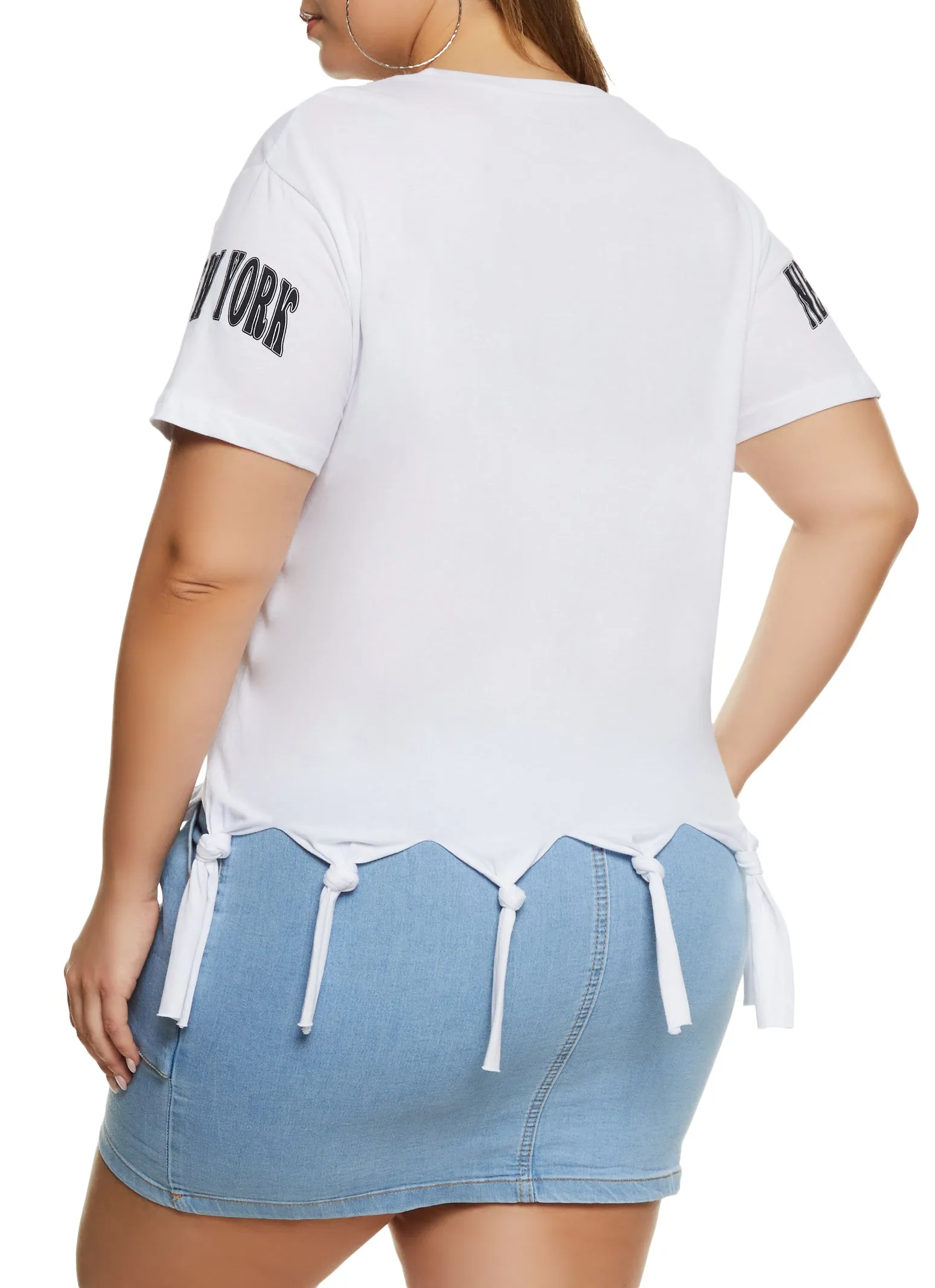 Plus Size Knotted Fringe New York Graphic Tee sold by Rainbow product image thumbnail 3
