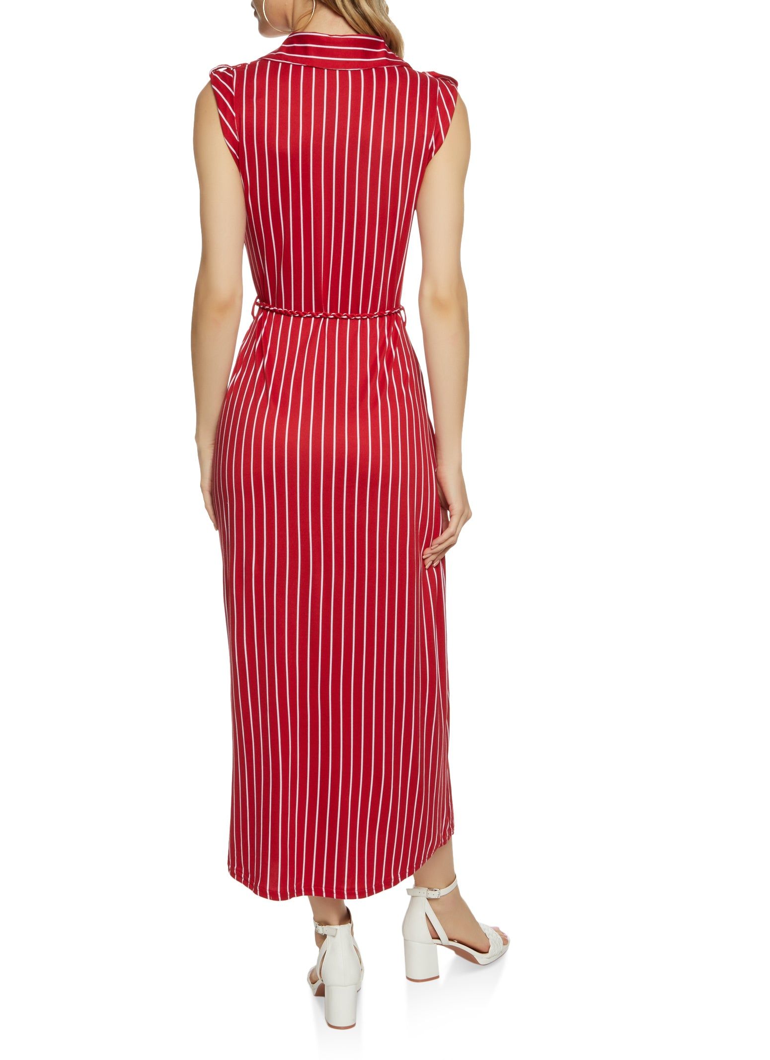 Striped Button Front Tie Waist Maxi Dress sold by Rainbow product image thumbnail 3