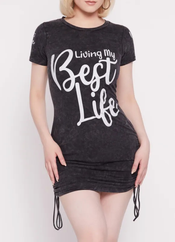 Living My Best Life Acid Wash T Shirt Dress sold by Rainbow