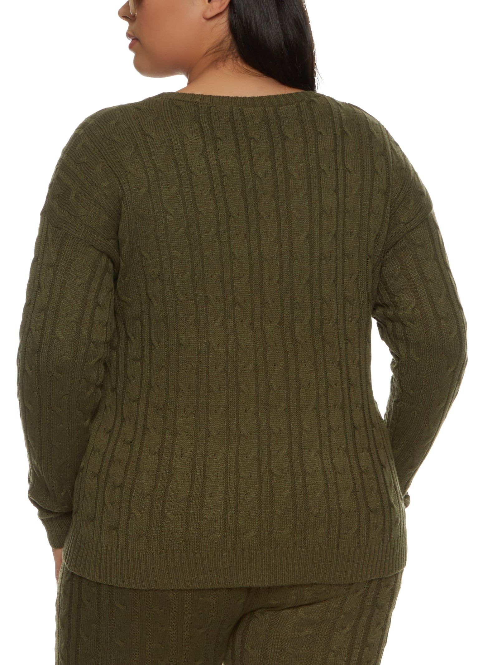 Plus Size Cable Knit Crew Neck Sweater sold by Rainbow product image thumbnail 3