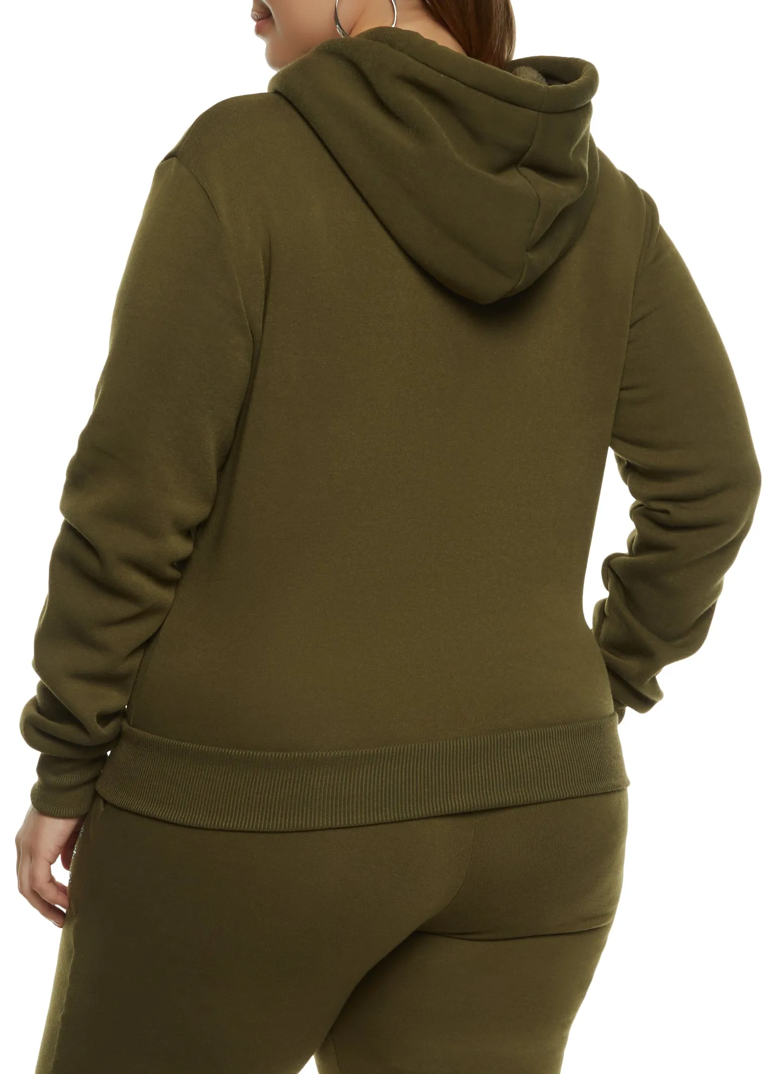 Plus Size Love Rhinestone Graphic Zip Up Hoodie sold by Rainbow product image thumbnail 3