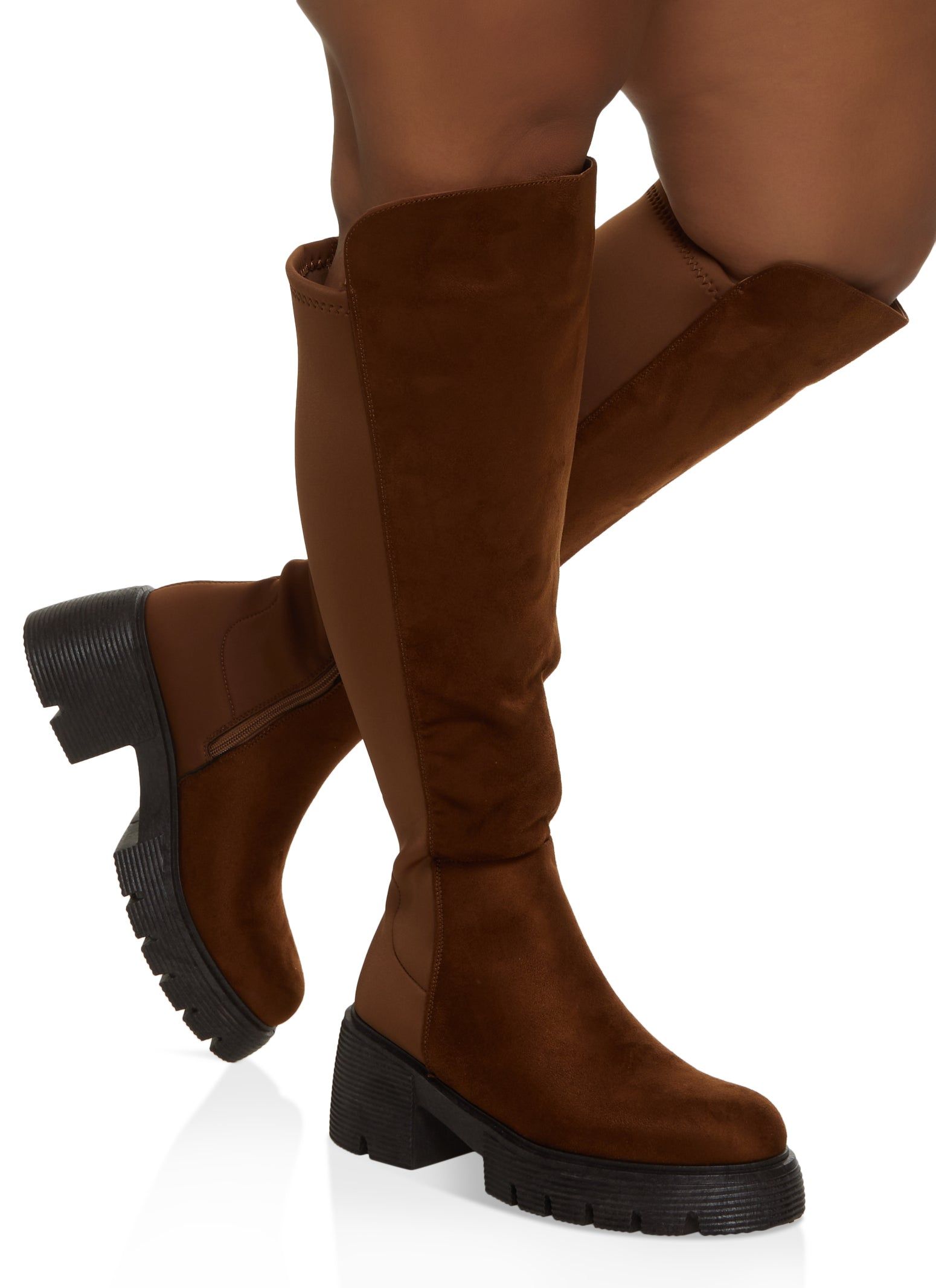 Elastic Back Wide Calf Platform Tall Boots sold by Rainbow