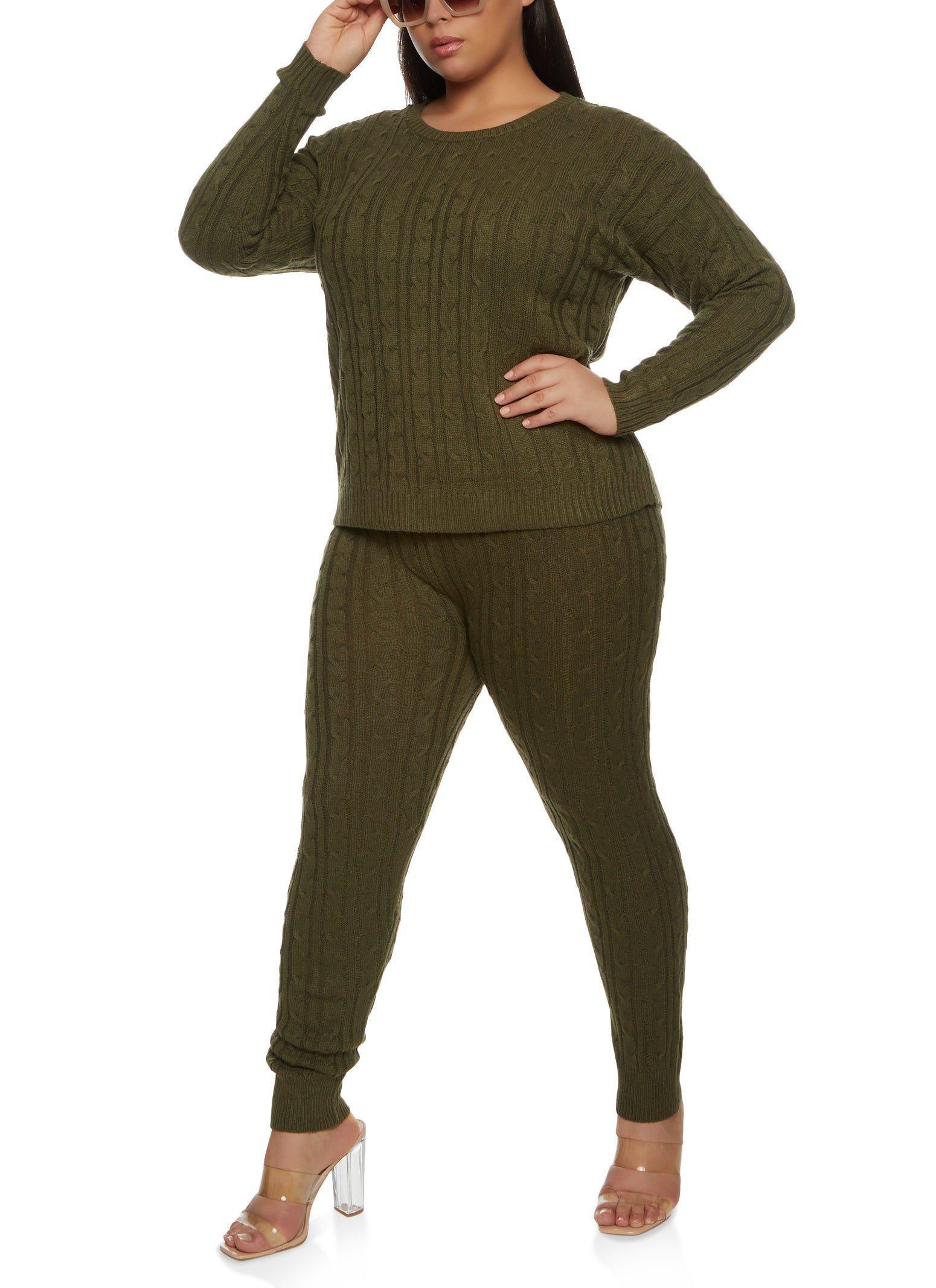 Plus Size Cable Knit Crew Neck Sweater sold by Rainbow product image thumbnail 2