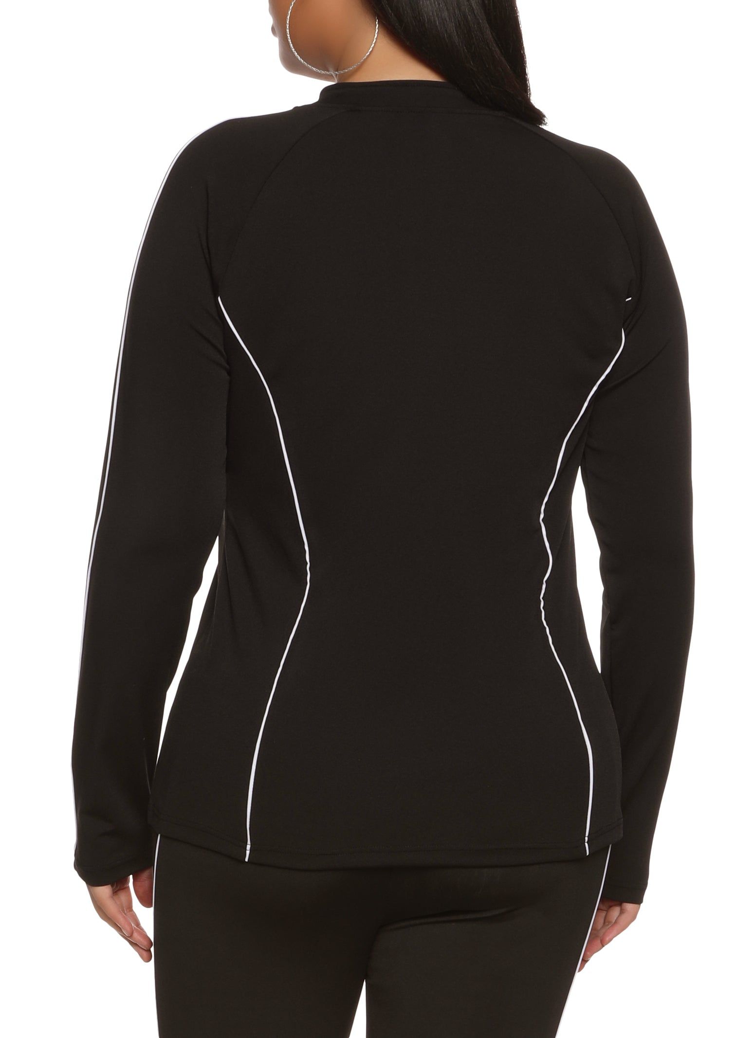 Plus Size Contrast Piping Zip Front Track Jacket sold by Rainbow product image thumbnail 3