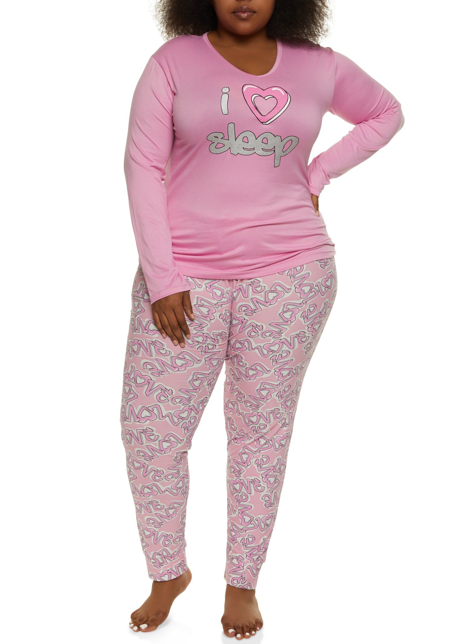 Plus Size I Heart Sleep Pajama Top and Pants sold by Rainbow