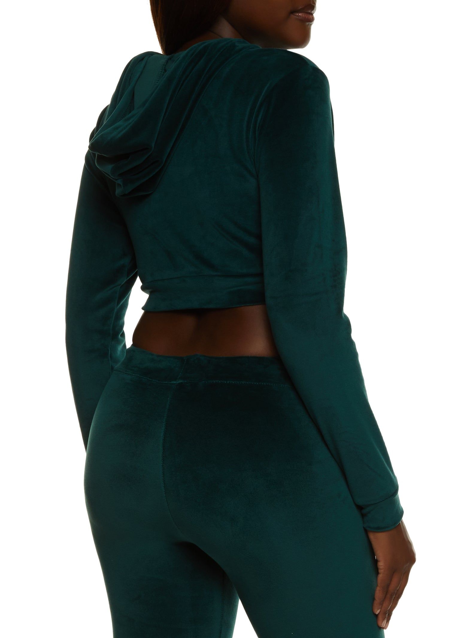 Velour Zip Front Cropped Hoodie sold by Rainbow product image thumbnail 3