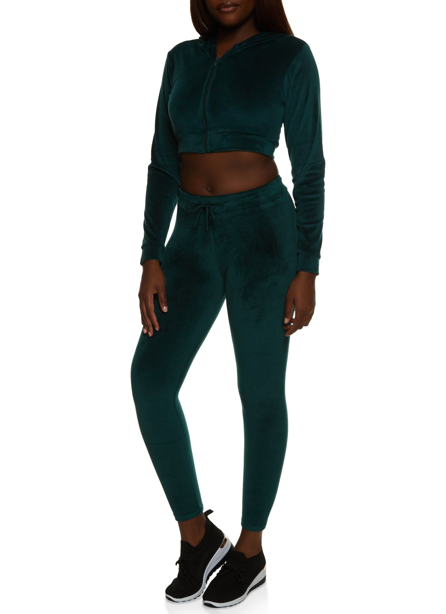 Velour Zip Front Cropped Hoodie sold by Rainbow product image thumbnail 2