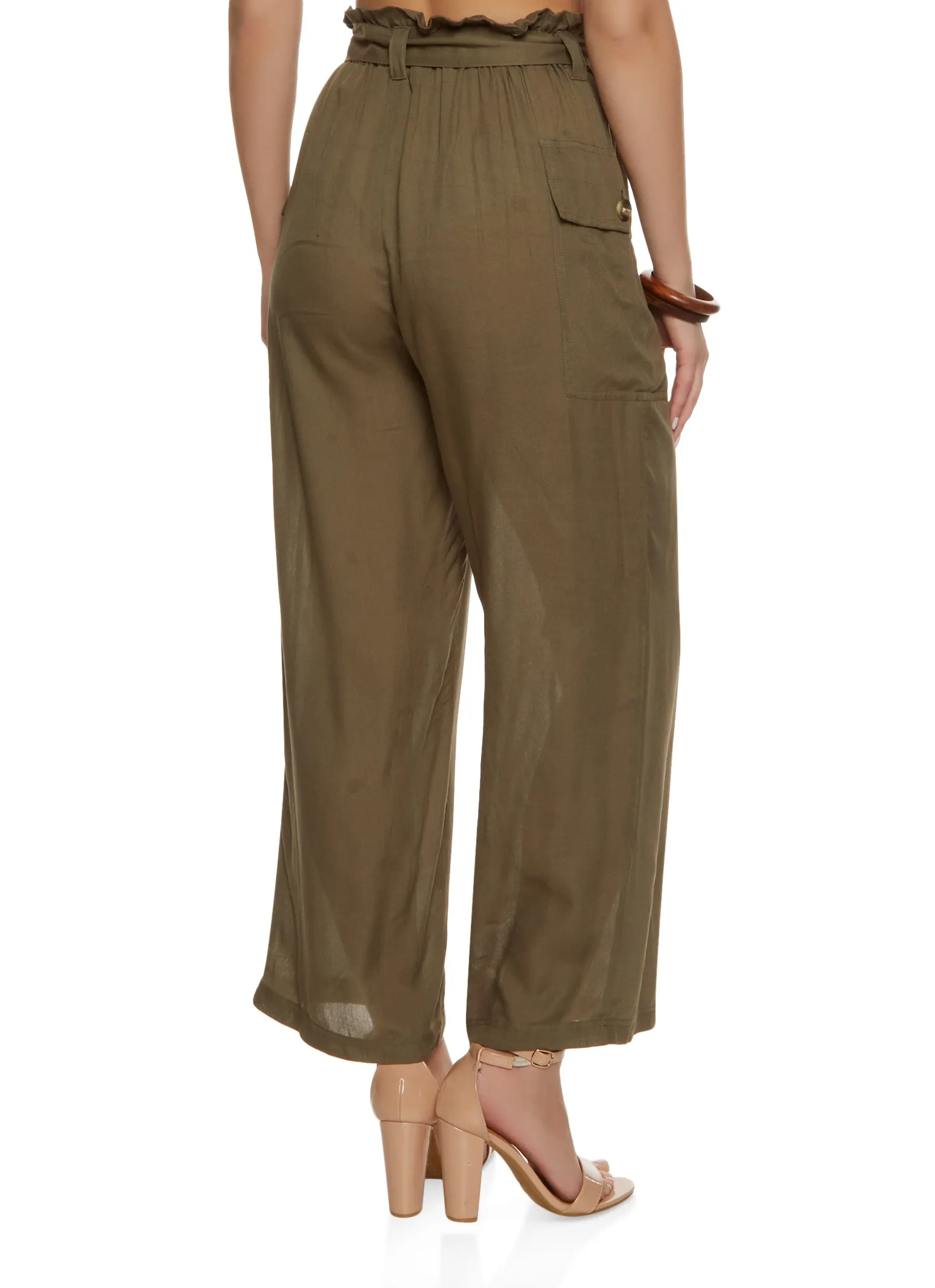 Paper Bag Waist Cargo Pocket Wide Leg Pants sold by Rainbow product image thumbnail 2