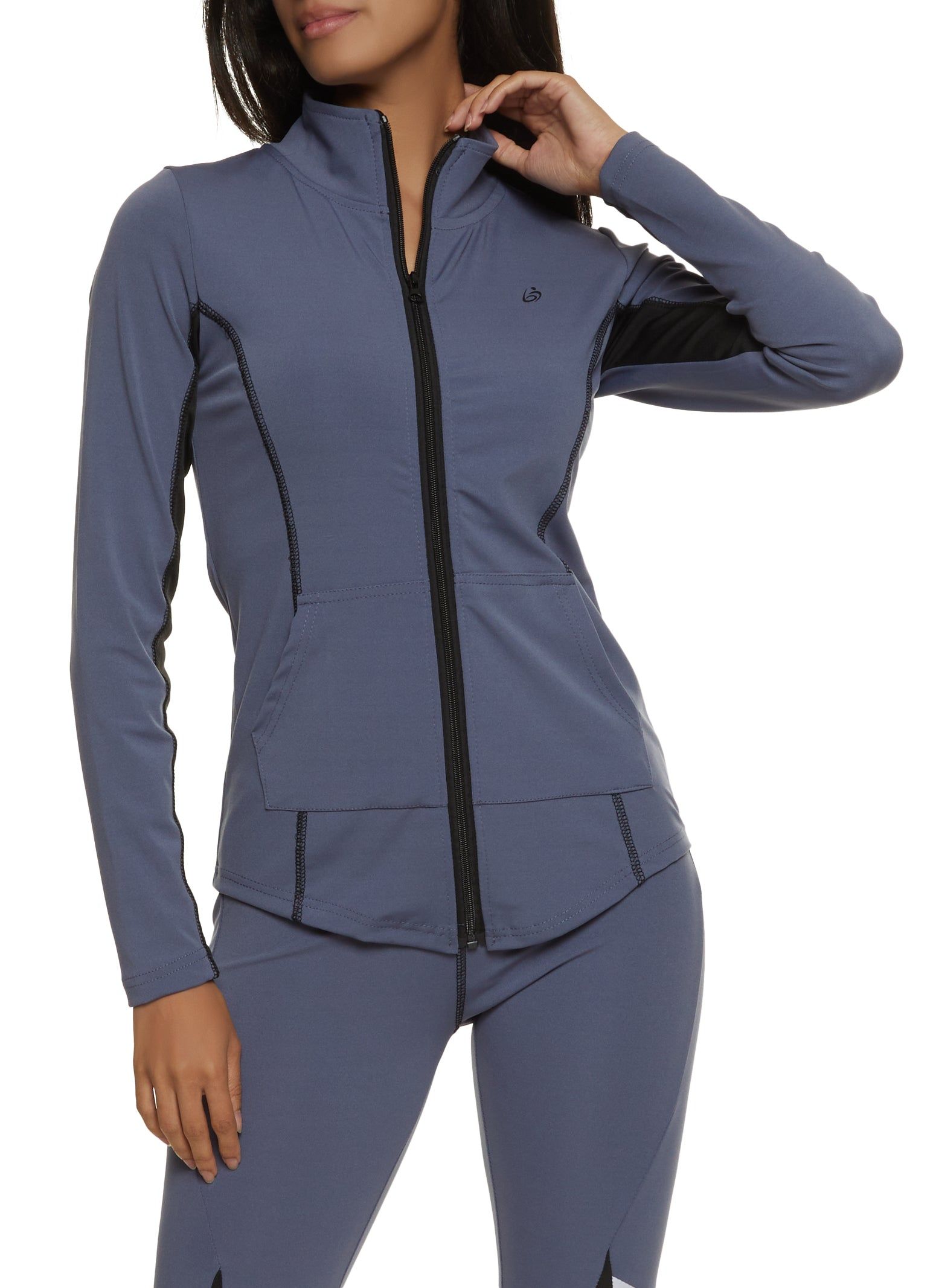 Mock Neck Zip Front Track Jacket sold by Rainbow