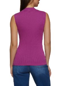 Textured Knit Mock Neck Tank Top sold by Rainbow