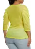 Plus Size Mesh Ruched Quarter Sleeve Top sold by Rainbow