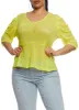 Plus Size Mesh Ruched Quarter Sleeve Top sold by Rainbow